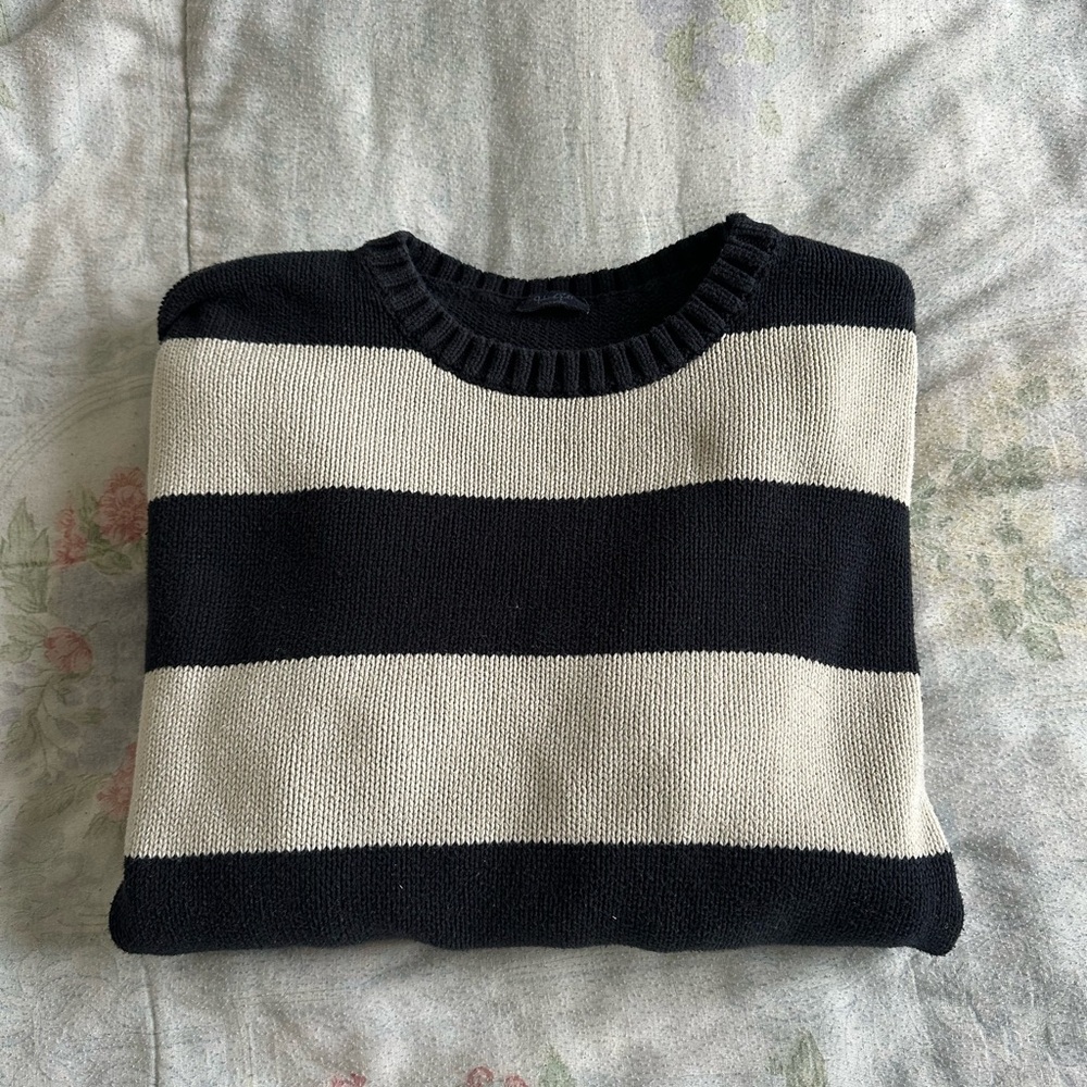 Striped Black and Cream Men's Sweater